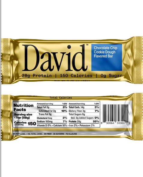 David Protein Bar Chocolate Chip Cookie Dough