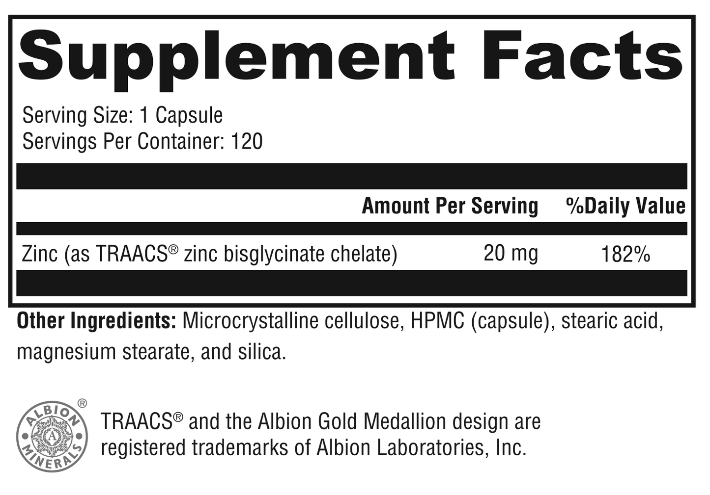 Zinc Glycinate 120mg Capsules Chicago