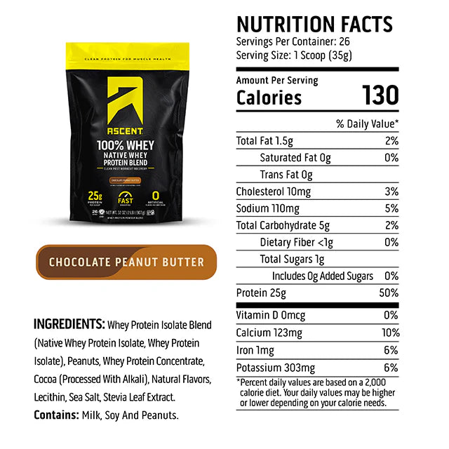 Ascent Chocolate Peanut Butter Protein Powder
